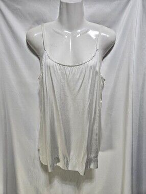 Eileen Fisher White Silk-Blend Spaghetti Strap Camisole